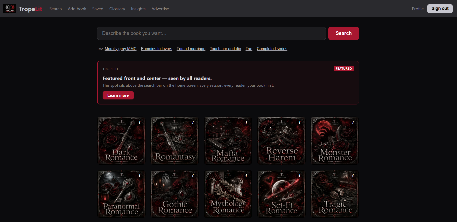 TropeLit screenshot 2